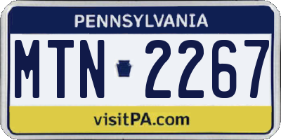 PA license plate MTN2267