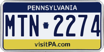 PA license plate MTN2274