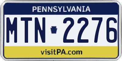 PA license plate MTN2276