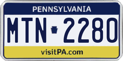 PA license plate MTN2280