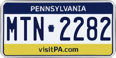 PA license plate MTN2282