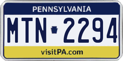 PA license plate MTN2294