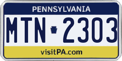 PA license plate MTN2303