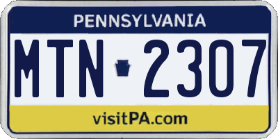 PA license plate MTN2307