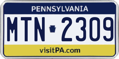 PA license plate MTN2309
