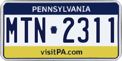PA license plate MTN2311
