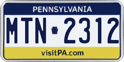 PA license plate MTN2312