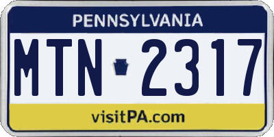 PA license plate MTN2317