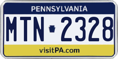 PA license plate MTN2328