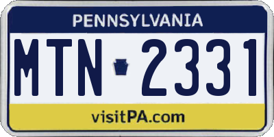 PA license plate MTN2331