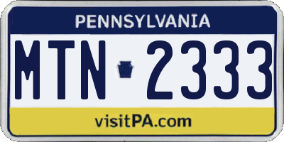 PA license plate MTN2333