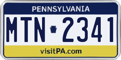 PA license plate MTN2341
