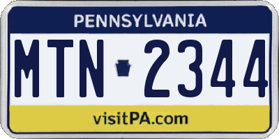 PA license plate MTN2344