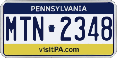 PA license plate MTN2348