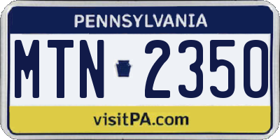 PA license plate MTN2350