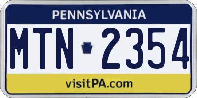 PA license plate MTN2354
