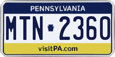 PA license plate MTN2360
