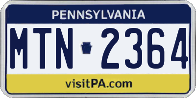 PA license plate MTN2364