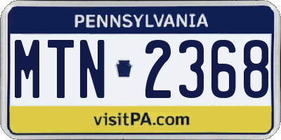 PA license plate MTN2368