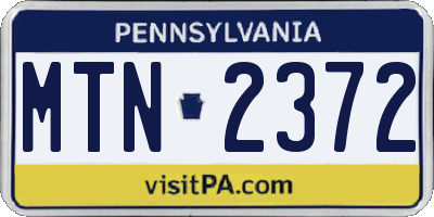 PA license plate MTN2372