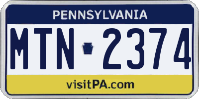 PA license plate MTN2374