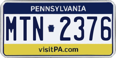PA license plate MTN2376