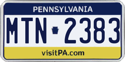 PA license plate MTN2383