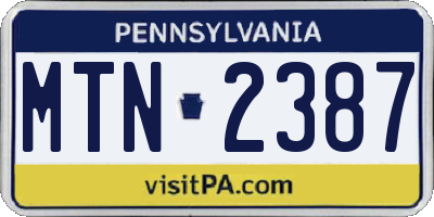 PA license plate MTN2387