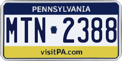 PA license plate MTN2388