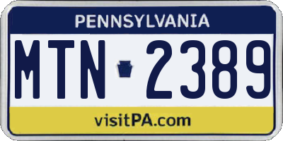 PA license plate MTN2389