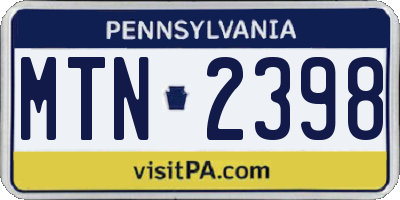 PA license plate MTN2398