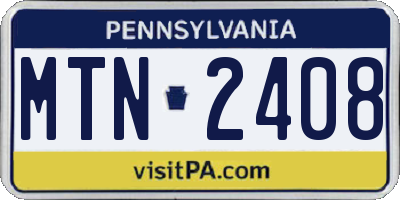 PA license plate MTN2408
