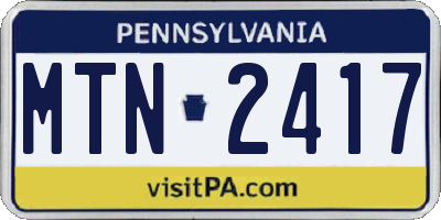 PA license plate MTN2417