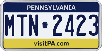 PA license plate MTN2423