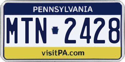PA license plate MTN2428