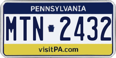 PA license plate MTN2432
