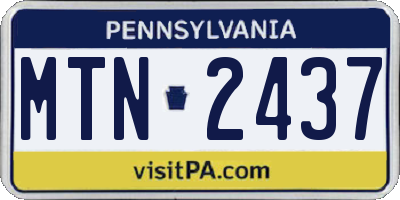 PA license plate MTN2437