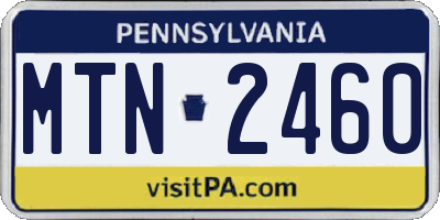PA license plate MTN2460