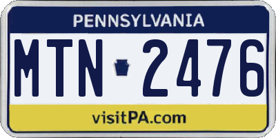 PA license plate MTN2476