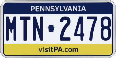 PA license plate MTN2478