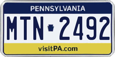 PA license plate MTN2492