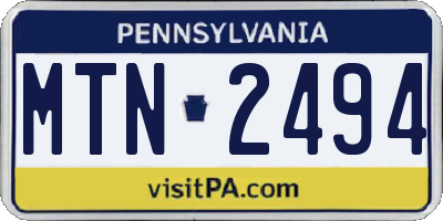 PA license plate MTN2494