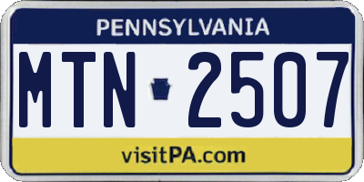 PA license plate MTN2507