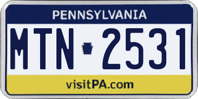 PA license plate MTN2531