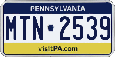 PA license plate MTN2539