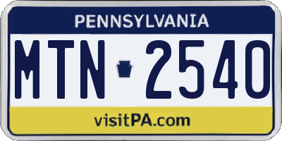 PA license plate MTN2540