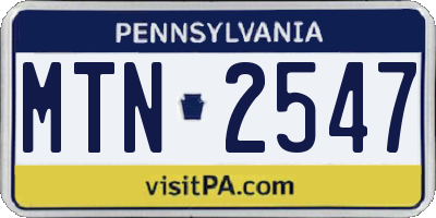 PA license plate MTN2547