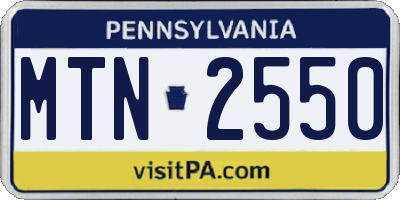 PA license plate MTN2550