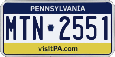PA license plate MTN2551