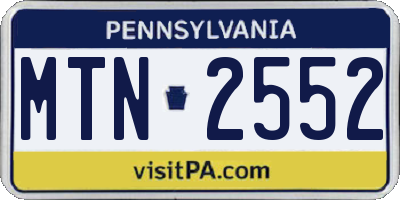 PA license plate MTN2552